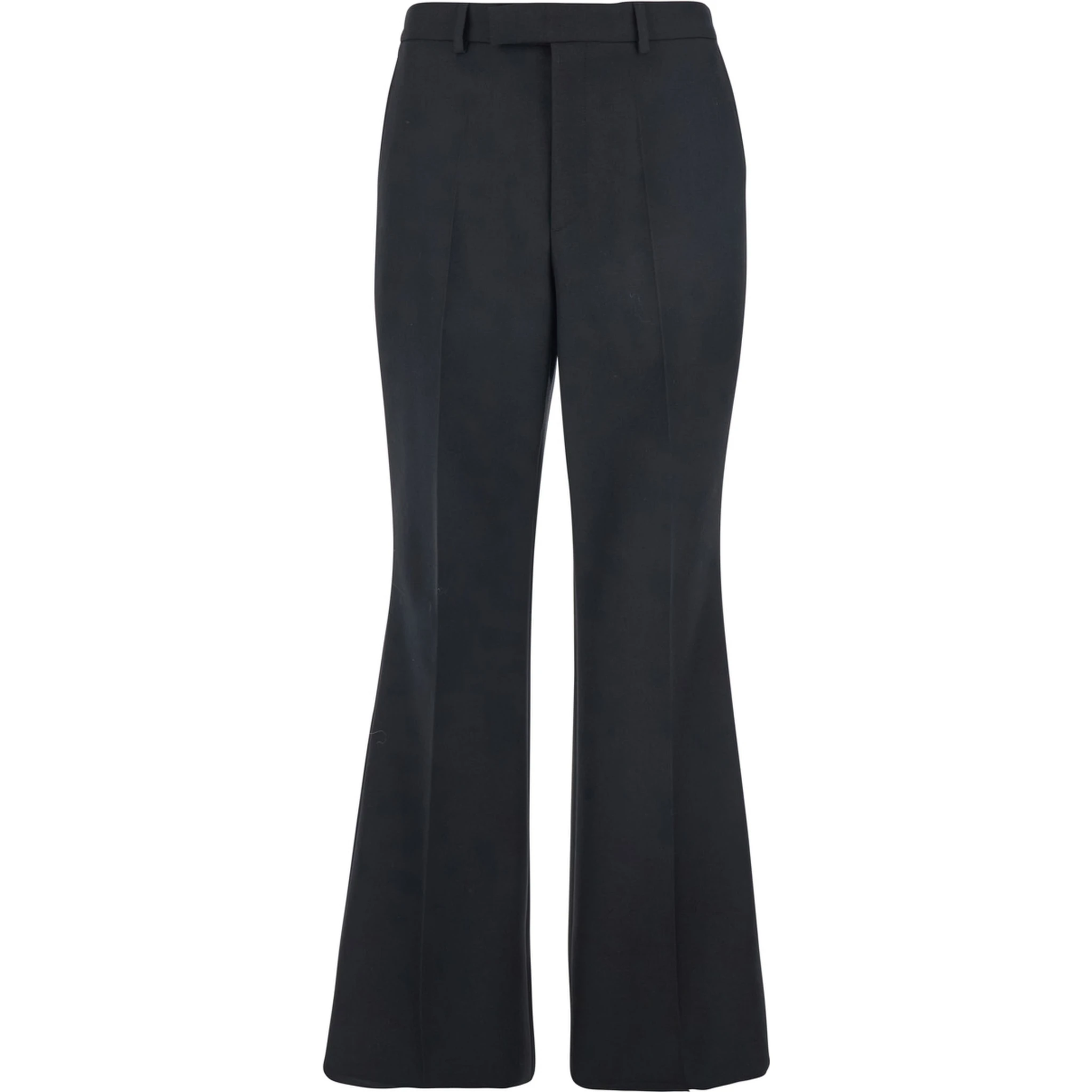 Black Pants with Belt Loops and Flared Leg in Wool Blend Man