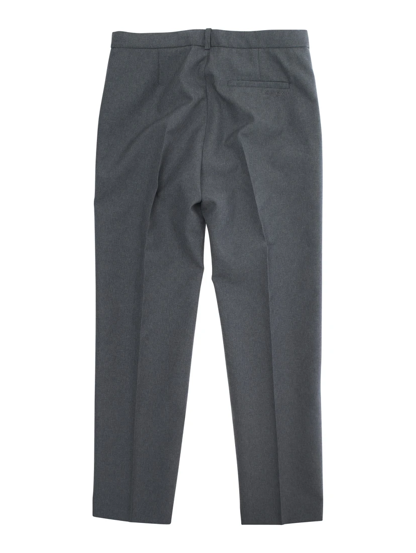 Grey Trousers with Front Plisse and Embroidered Logo in fabric Boy