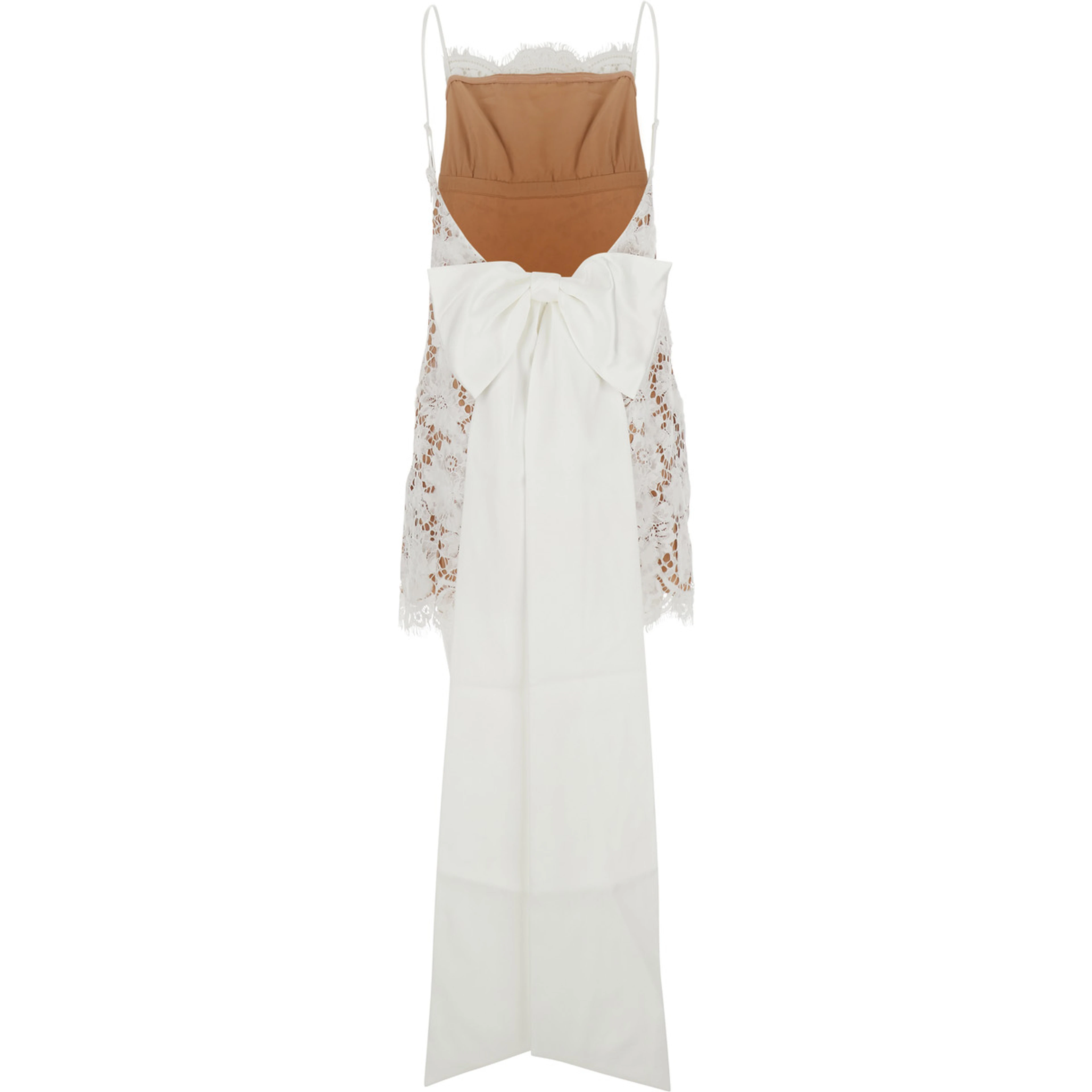 White Sleeveless Mini Dress with Floral Lace Embroidery and Scallop Hem in Cotton Blend Woman