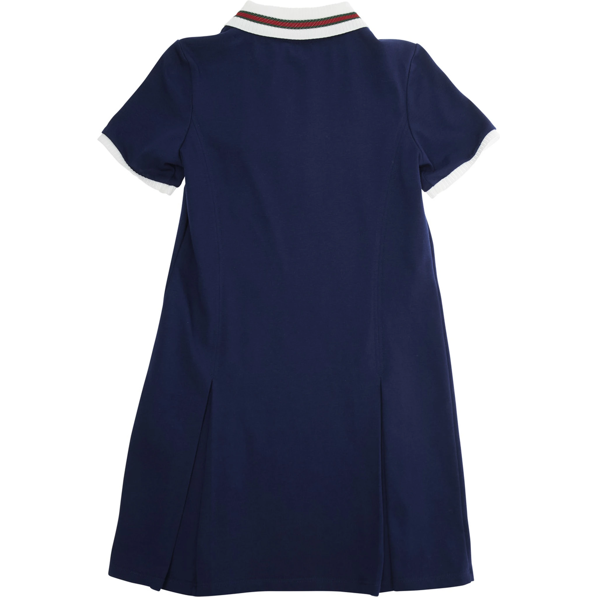 Blue Dress with Peter Pan Collar and Web Detail in Cotton Baby