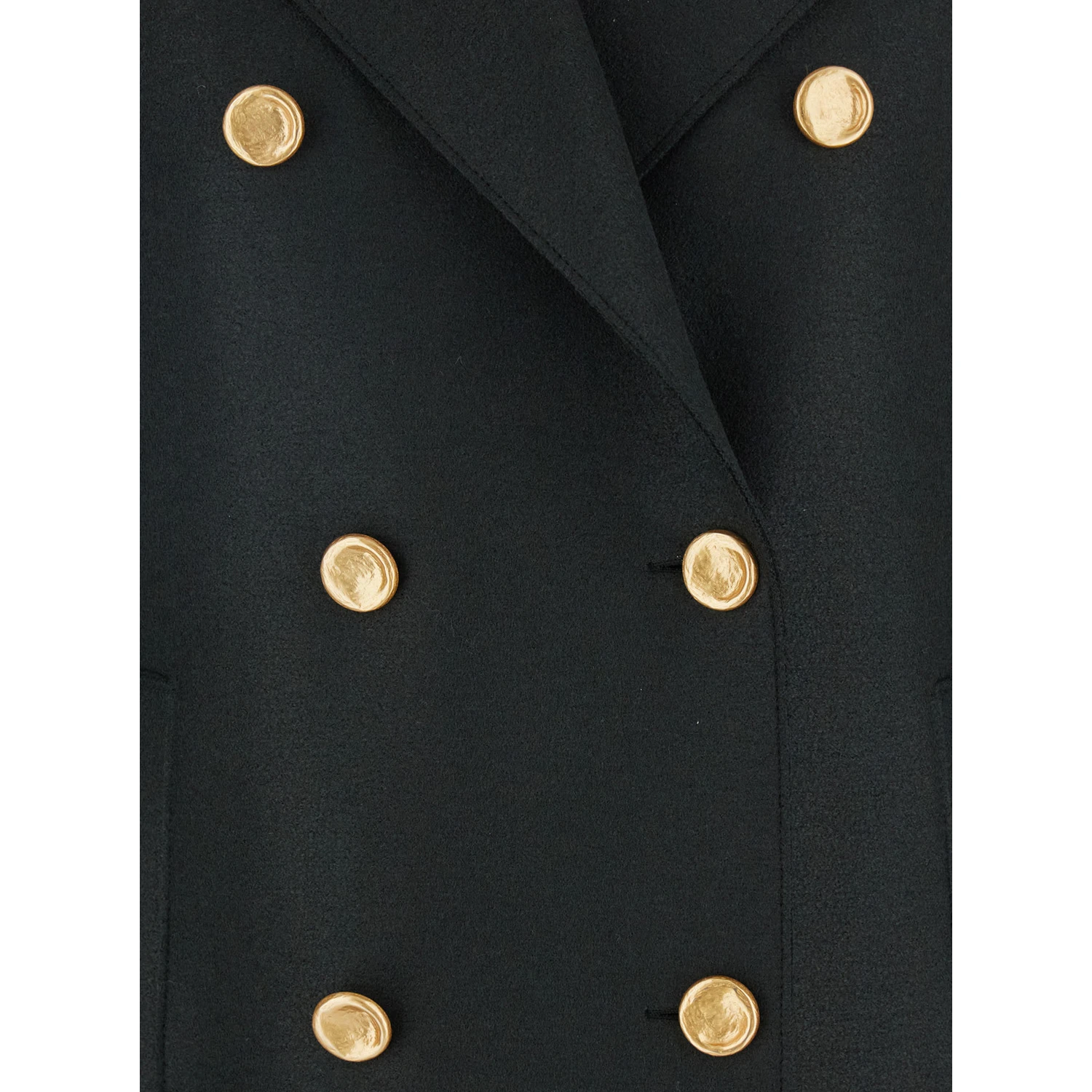 Green Double-Breasted  Coat with Wide Notched Revers in Wool Woman