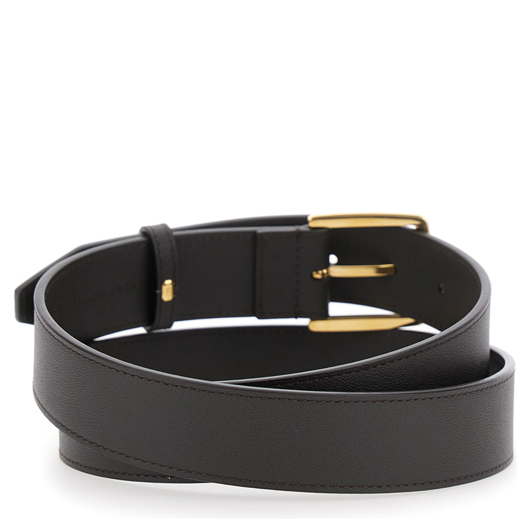 Brown Belt with FF Plaque in Grained Leather Man