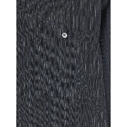 Grey Pinstriped Shirt with Pointed Collar in Wool Blend Man