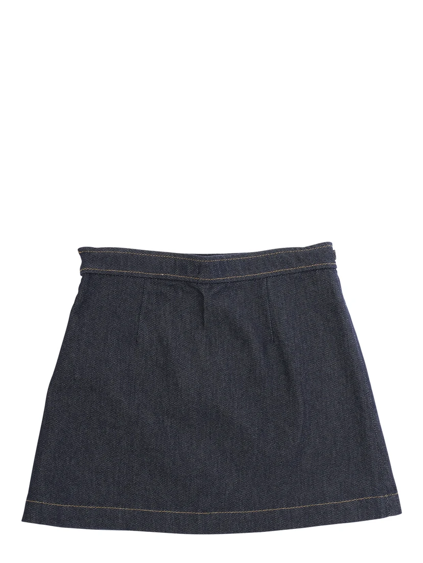 Blue Skirt with Horsebit Detail on the Front and Side Concealed Zip Closure in Denim Girl