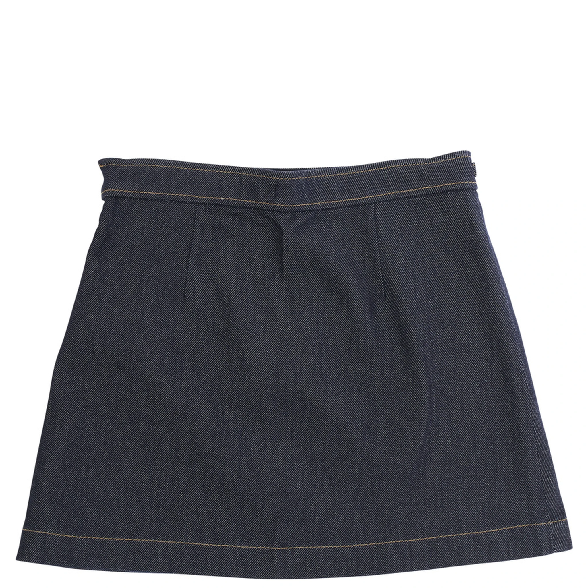 Blue Skirt with Horsebit Detail on the Front and Side Concealed Zip Closure in Denim Girl