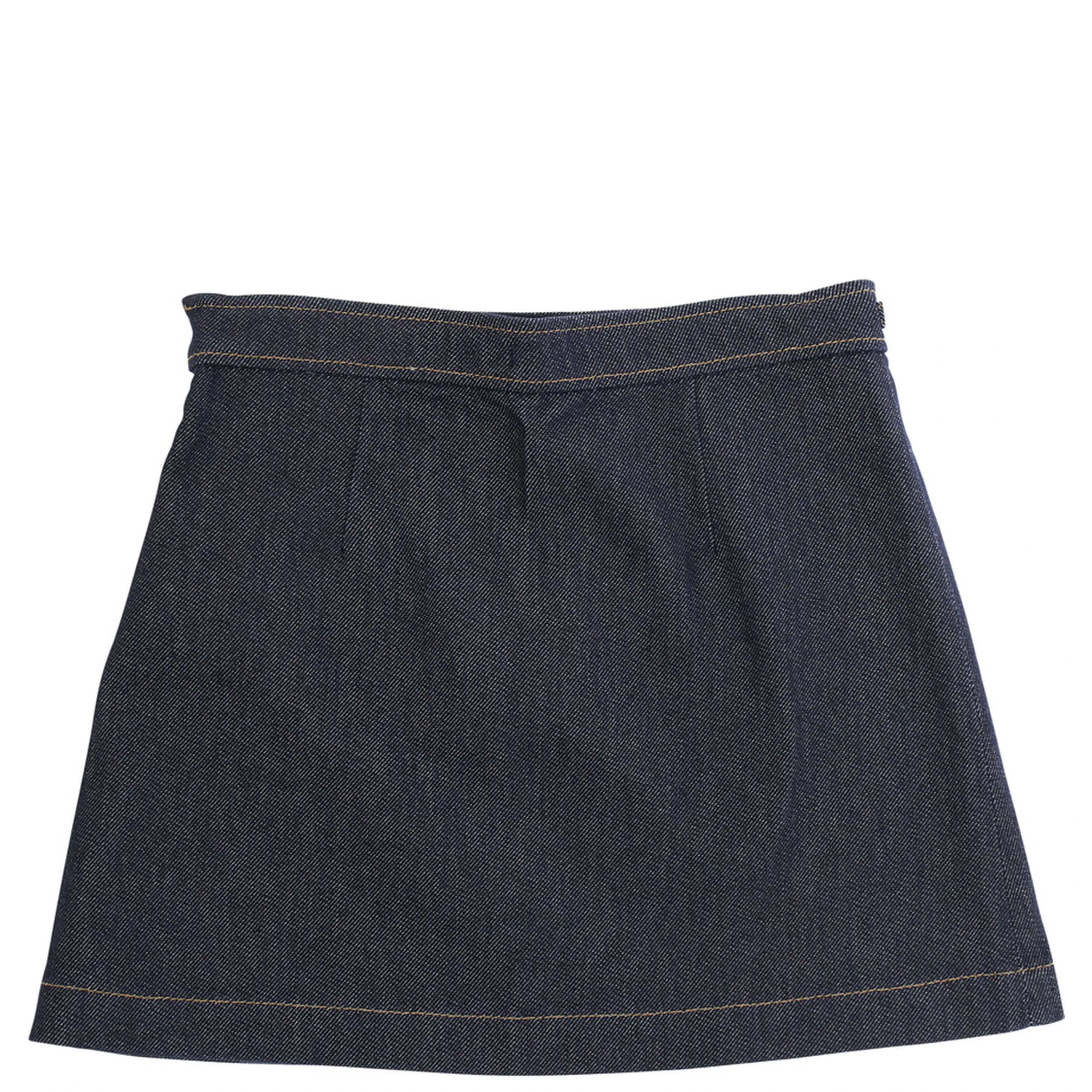 Blue Skirt with Horsebit Detail on the Front and Side Concealed Zip Closure in Denim Girl