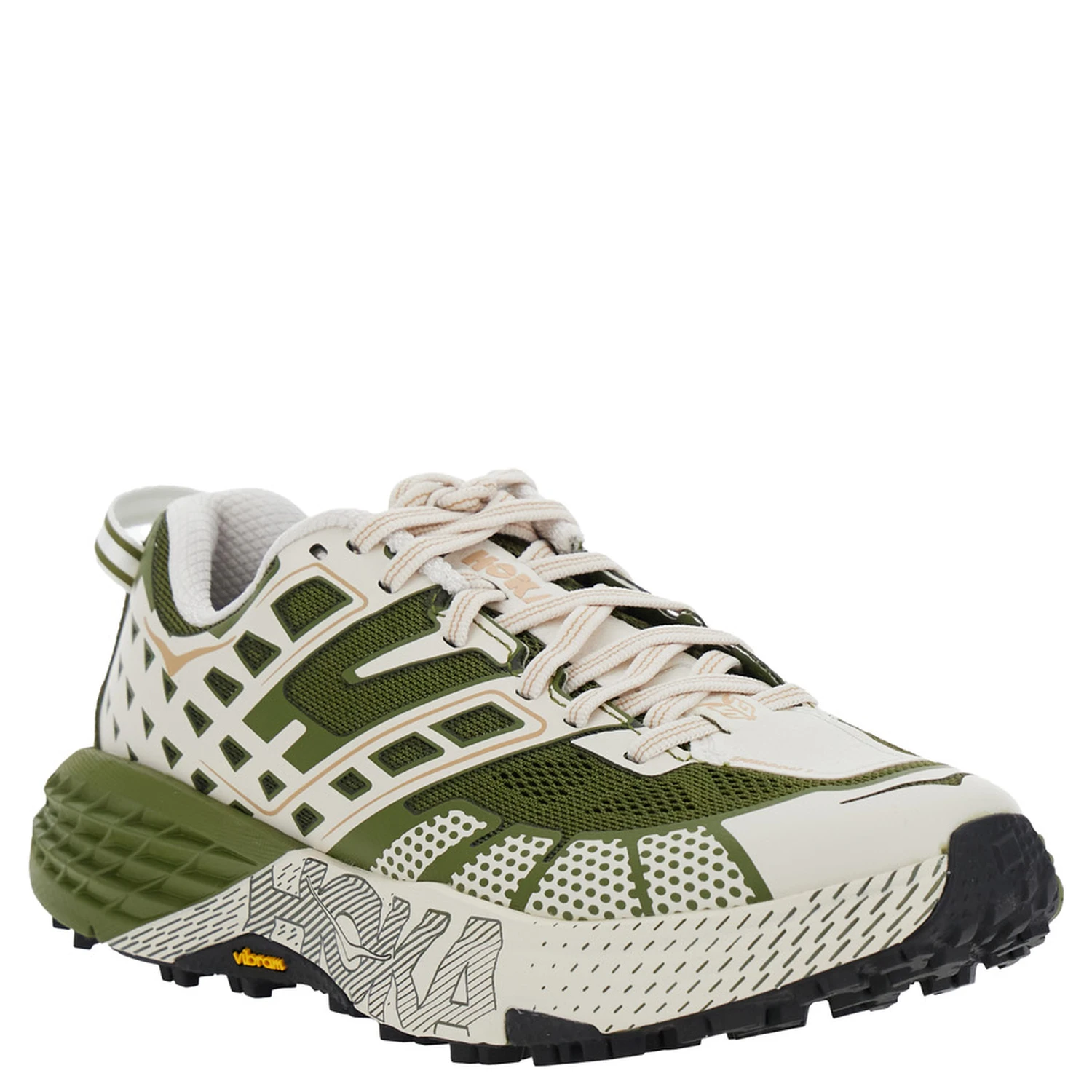 Speedgoat Green Low Top Sneakers with Geometric Motif in Tech Fabric Unisex