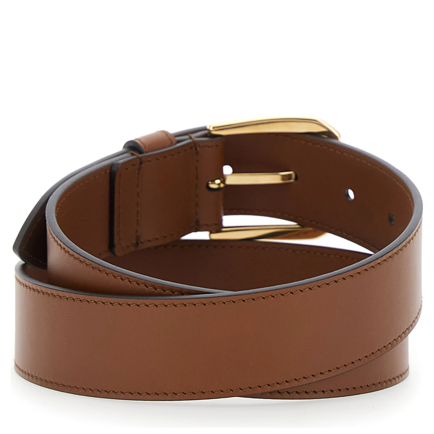 Brown Belt with Adjustable Buckle Cosure and Double G Logo Plaque on the Loop in Leather Man