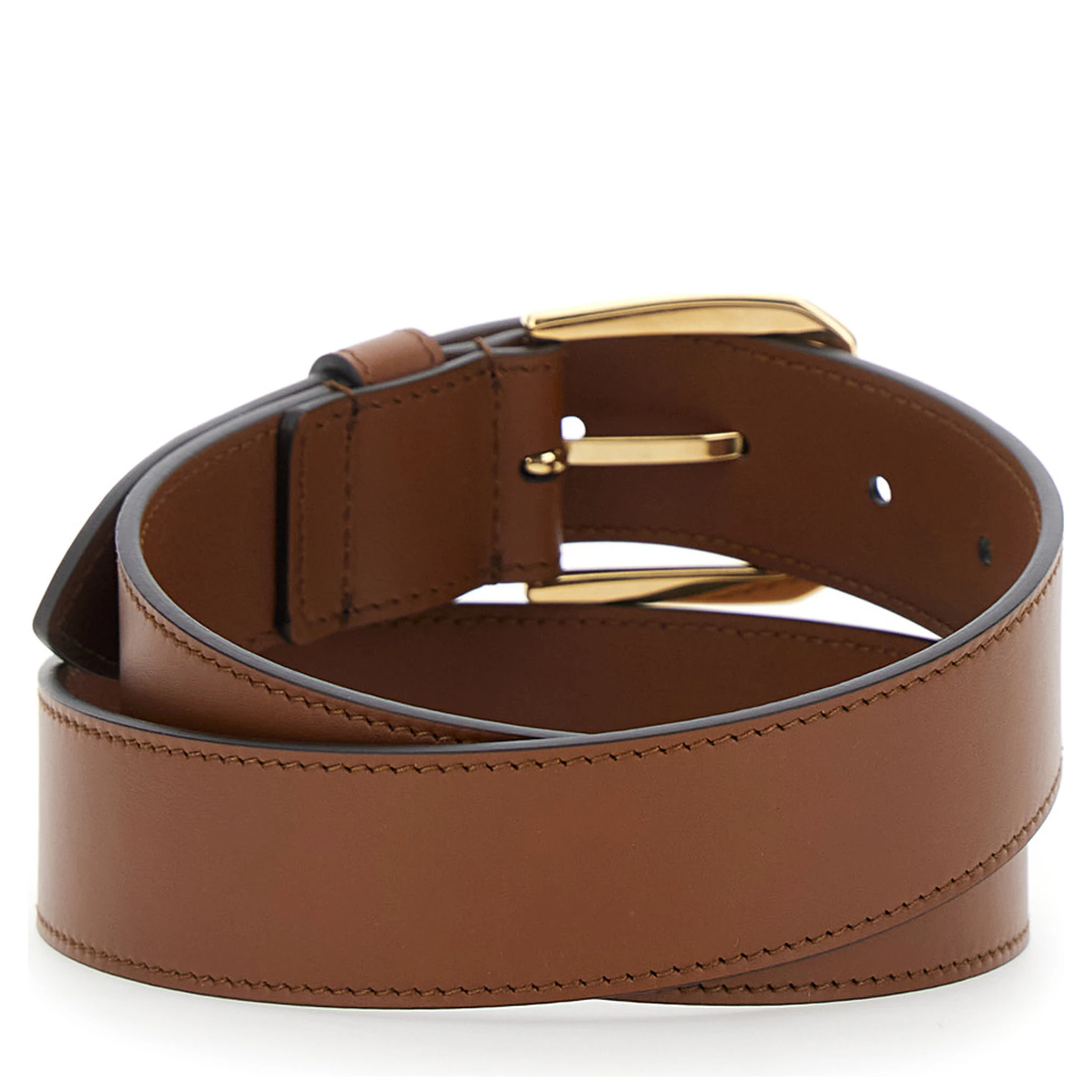 Brown Belt with Adjustable Buckle Cosure and Double G Logo Plaque on the Loop in Leather Man