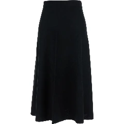 Black Knitted Skirt with Flared Design in Wool Woman