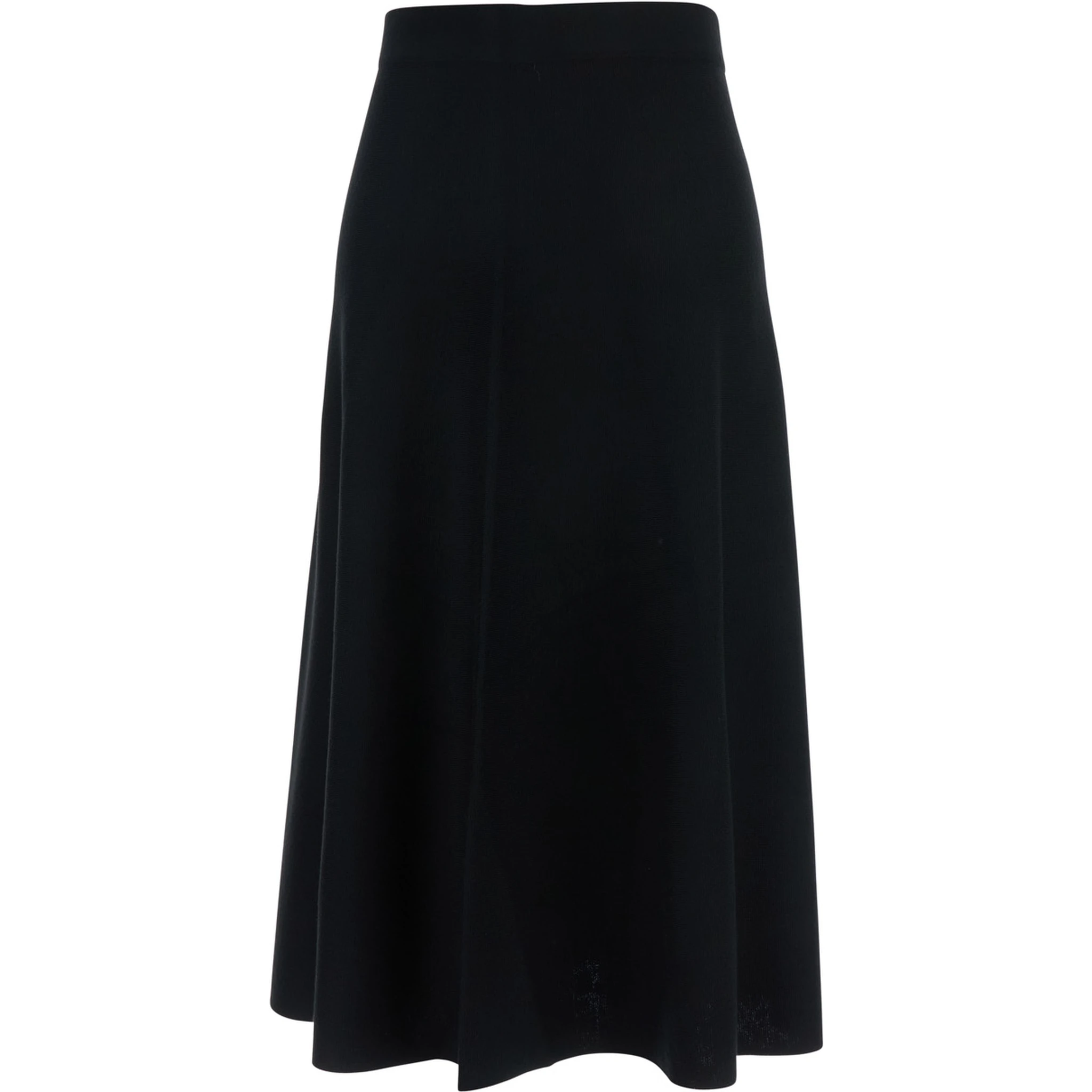 Black Knitted Skirt with Flared Design in Wool Woman
