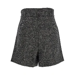 Brown Shorts with Belt Loops and Button Closure in Virgin Wool Blend Woman