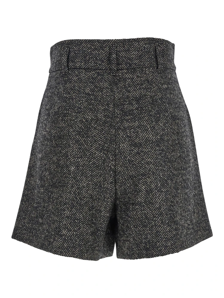 Brown Shorts with Belt Loops and Button Closure in Virgin Wool Blend Woman alternative