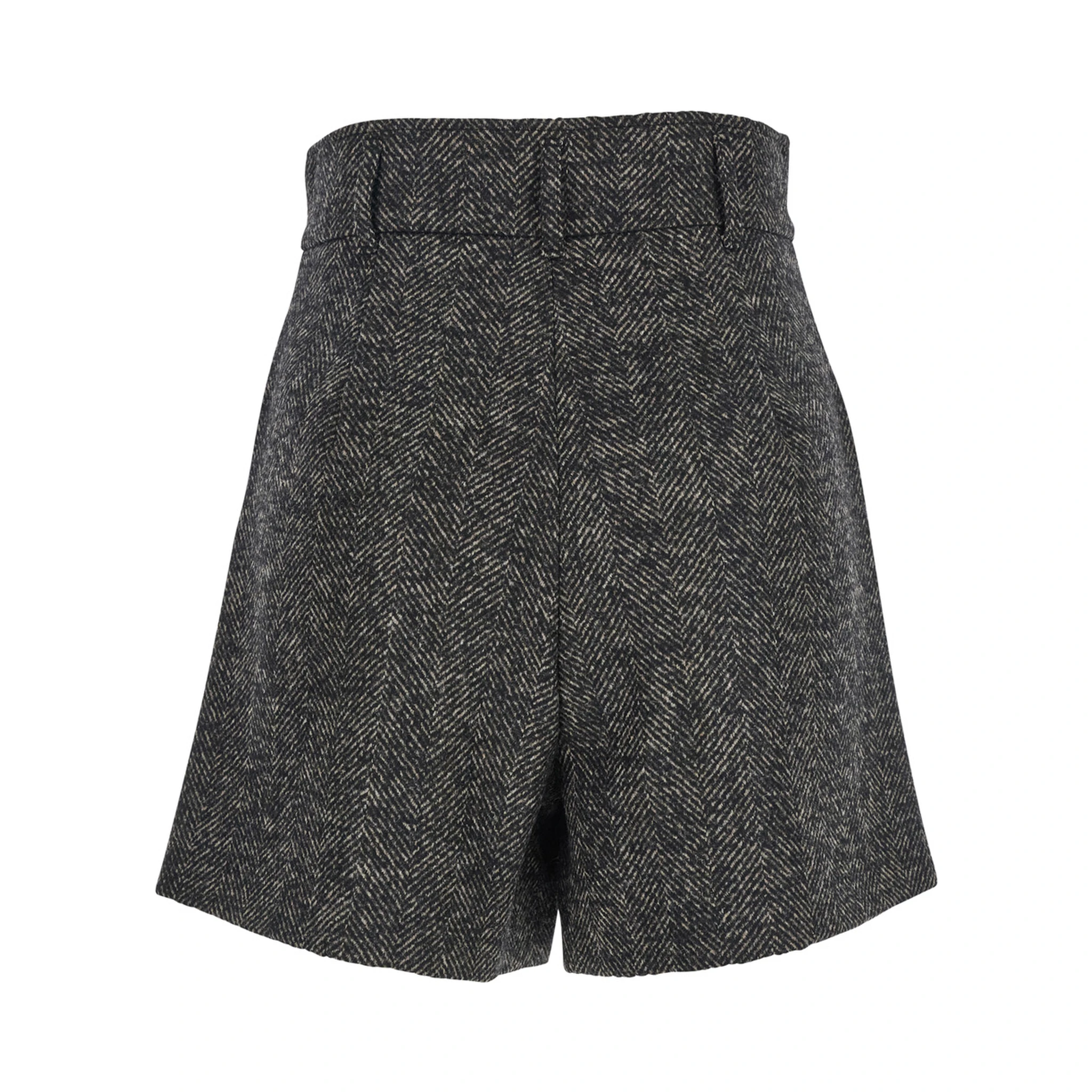 Brown Shorts with Belt Loops and Button Closure in Virgin Wool Blend Woman