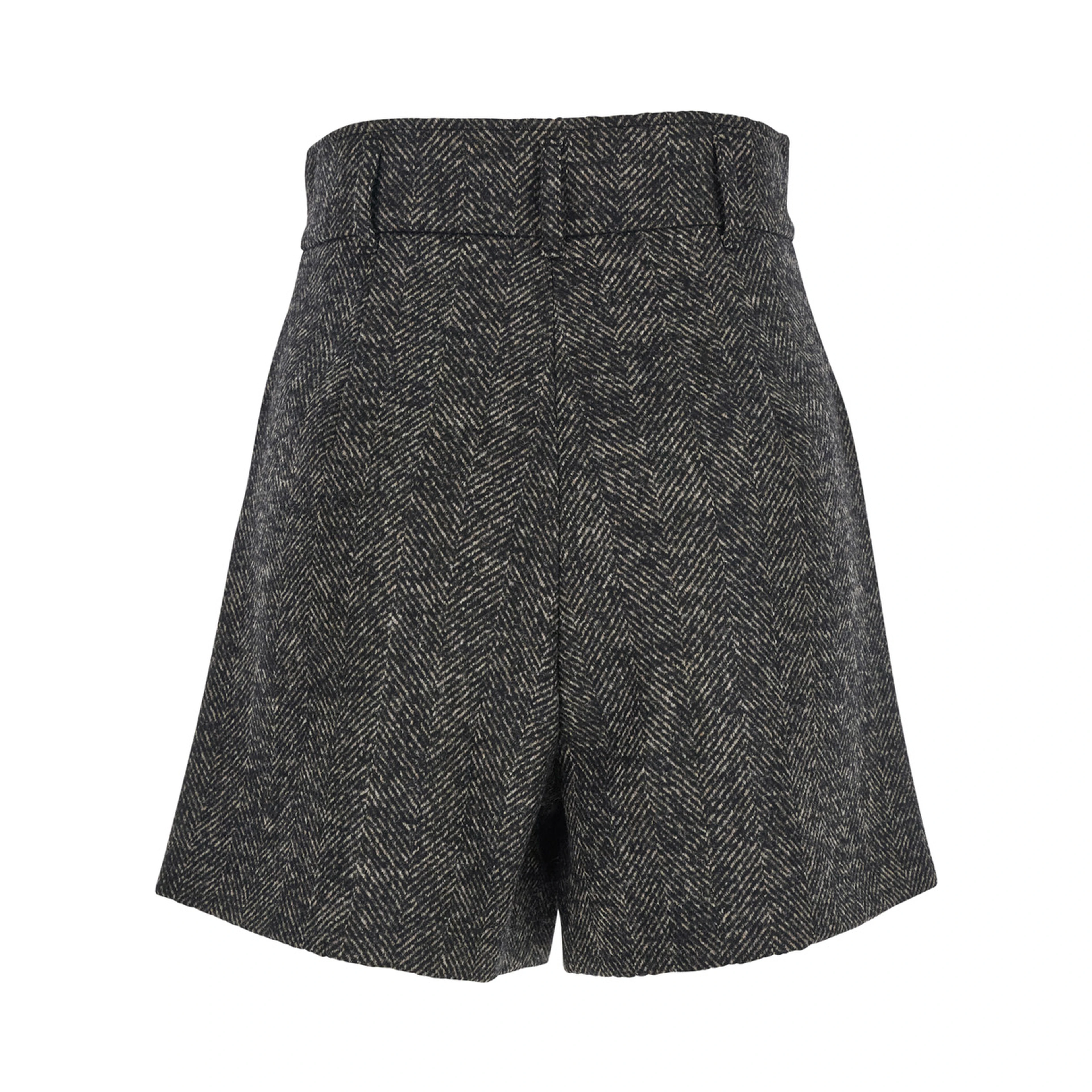 Brown Shorts with Belt Loops and Button Closure in Virgin Wool Blend Woman