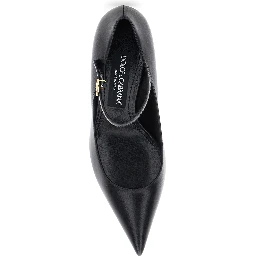 Black Slingback Pumps with Medium Stiletto Heel and Lateral Logo Plaque in Patent Leather Woman