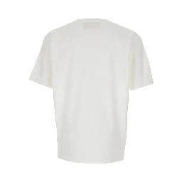 Chez White Crewneck T-Shirt with Maxi Logo Print on the Front in Cotton Man