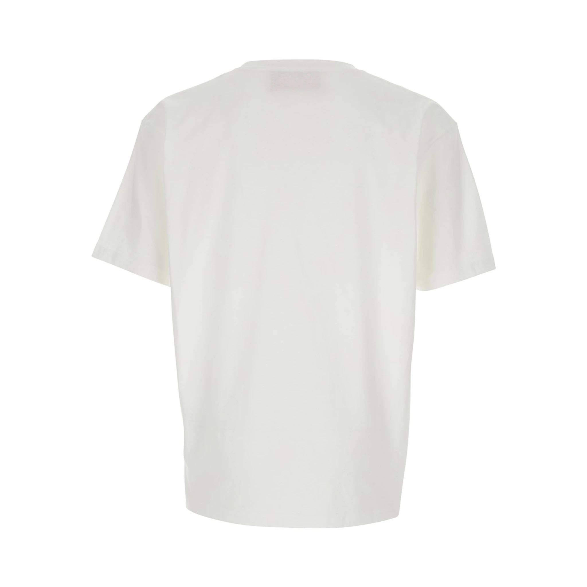 Chez White Crewneck T-Shirt with Maxi Logo Print on the Front in Cotton Man