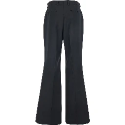 Black Pants with Belt Loops and Flared Leg in Wool Blend Man