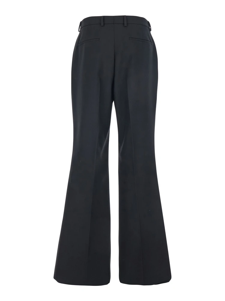 Black Pants with Belt Loops and Flared Leg in Wool Blend Man alternative