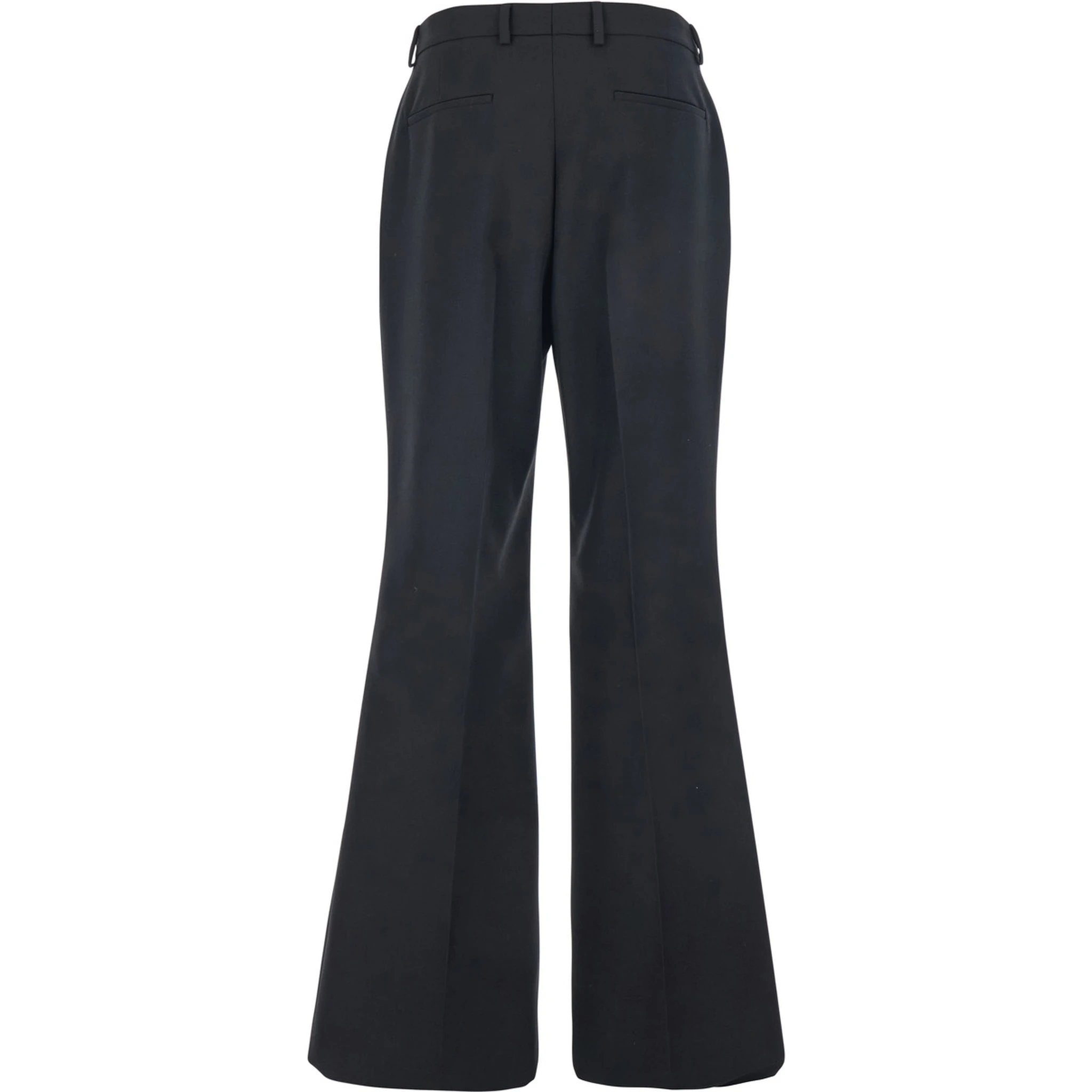 Black Pants with Belt Loops and Flared Leg in Wool Blend Man