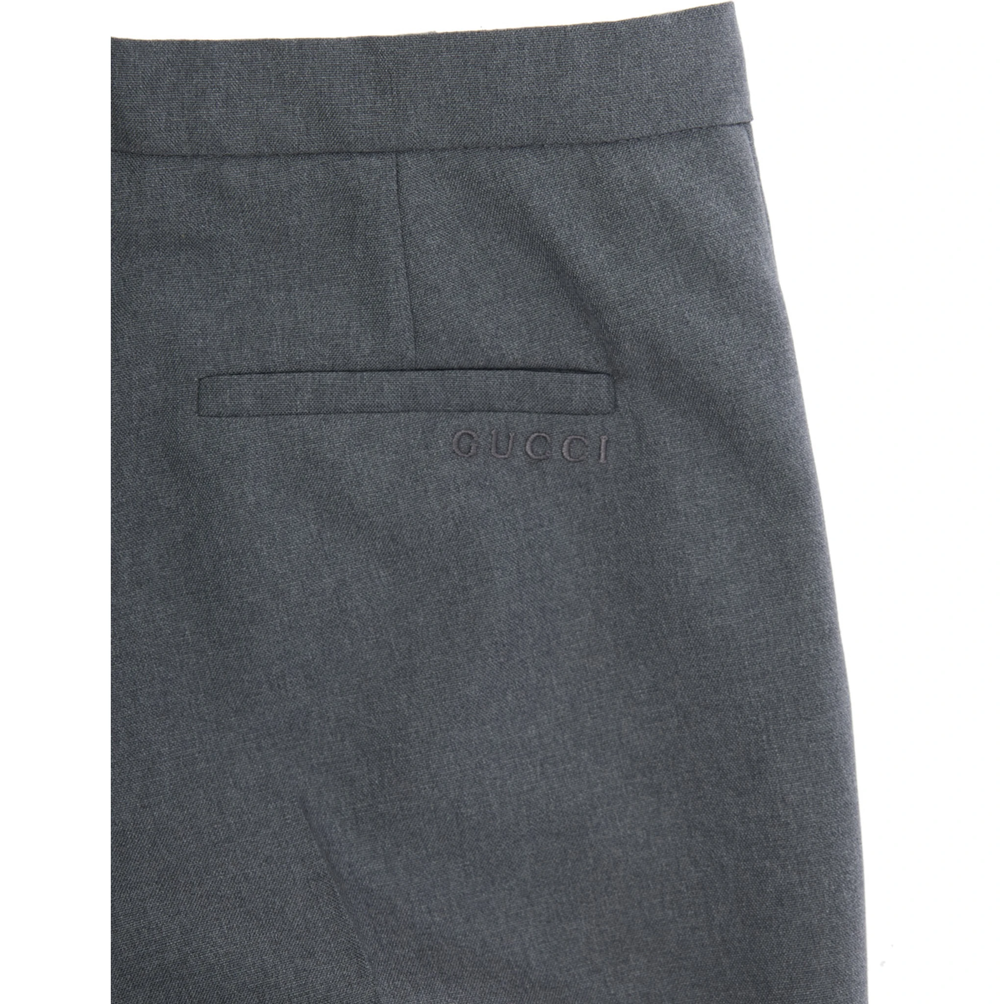 Grey Trousers with Front Plisse and Embroidered Logo in fabric Boy