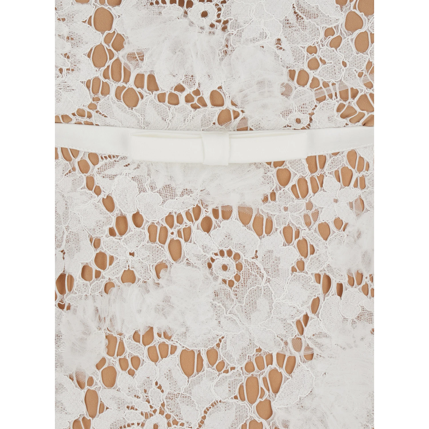 White Sleeveless Mini Dress with Floral Lace Embroidery and Scallop Hem in Cotton Blend Woman