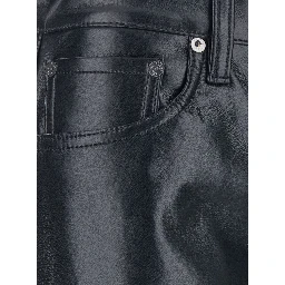 Black Pants with Belt Loops in Leather Blend Woman