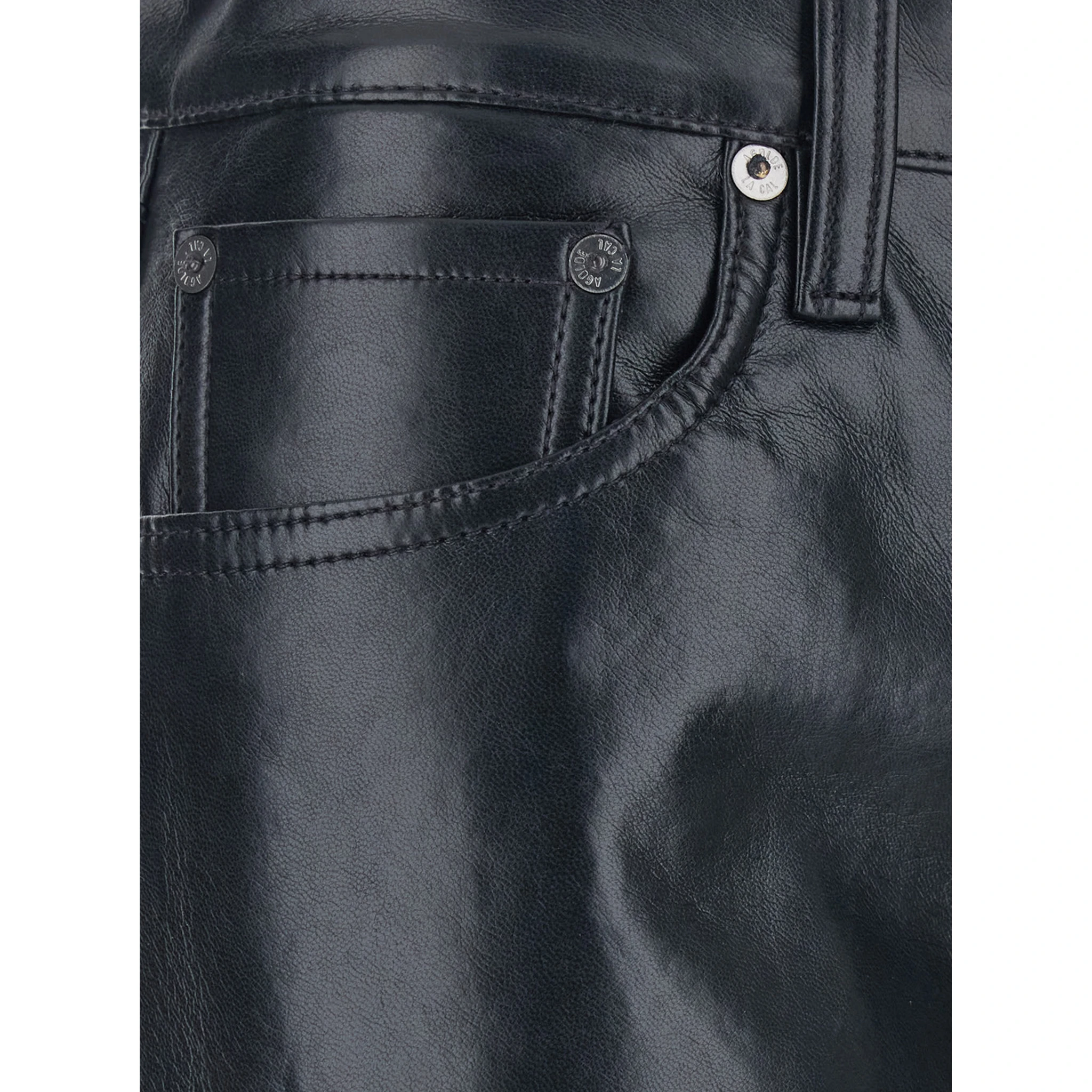 Black Pants with Belt Loops in Leather Blend Woman