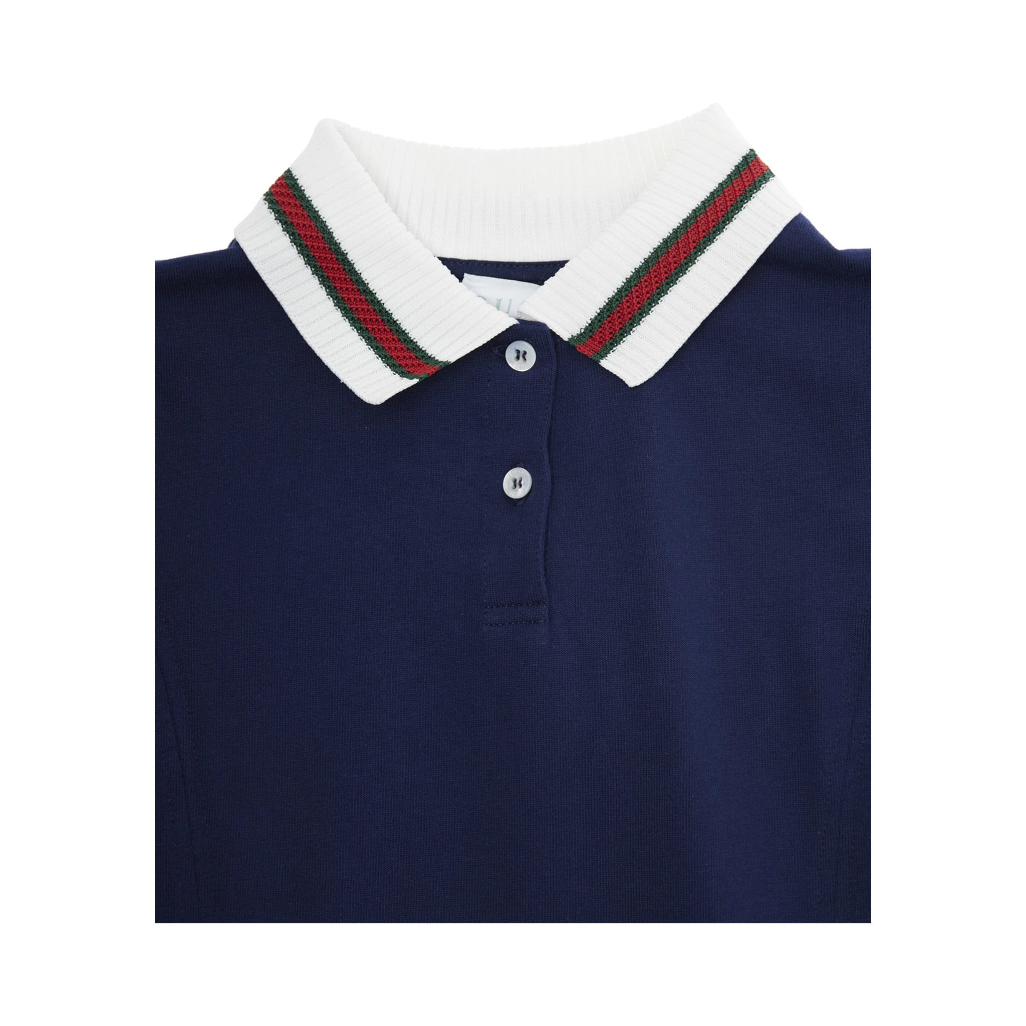 Blue Dress with Peter Pan Collar and Web Detail in Cotton Baby