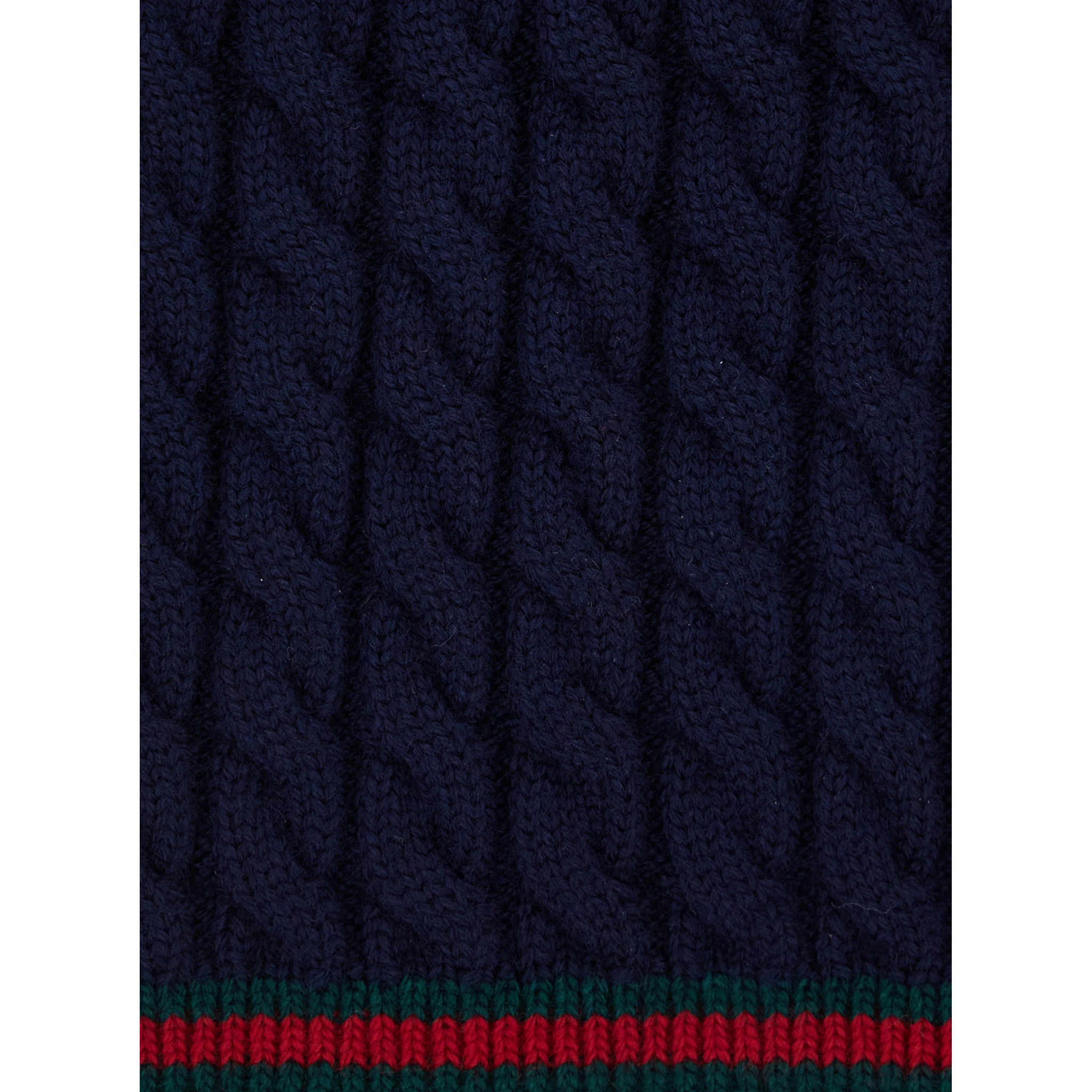 Blue Scarf with Web Hem and Tricot Knitting in Wool Boy