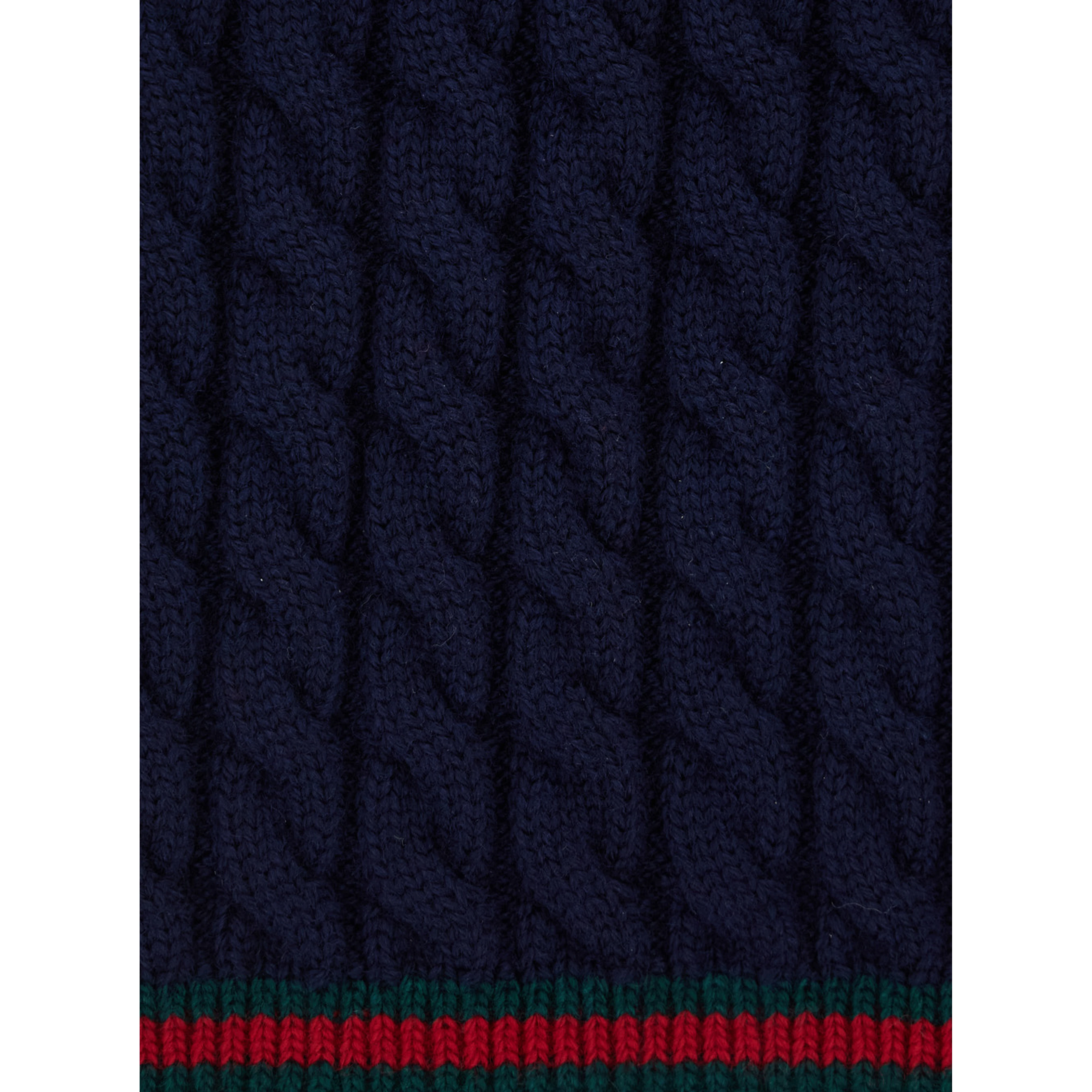 Blue Scarf with Web Hem and Tricot Knitting in Wool Boy