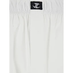 White Boxer Shorts with Elasticated Waist with Logo in Cotton Man