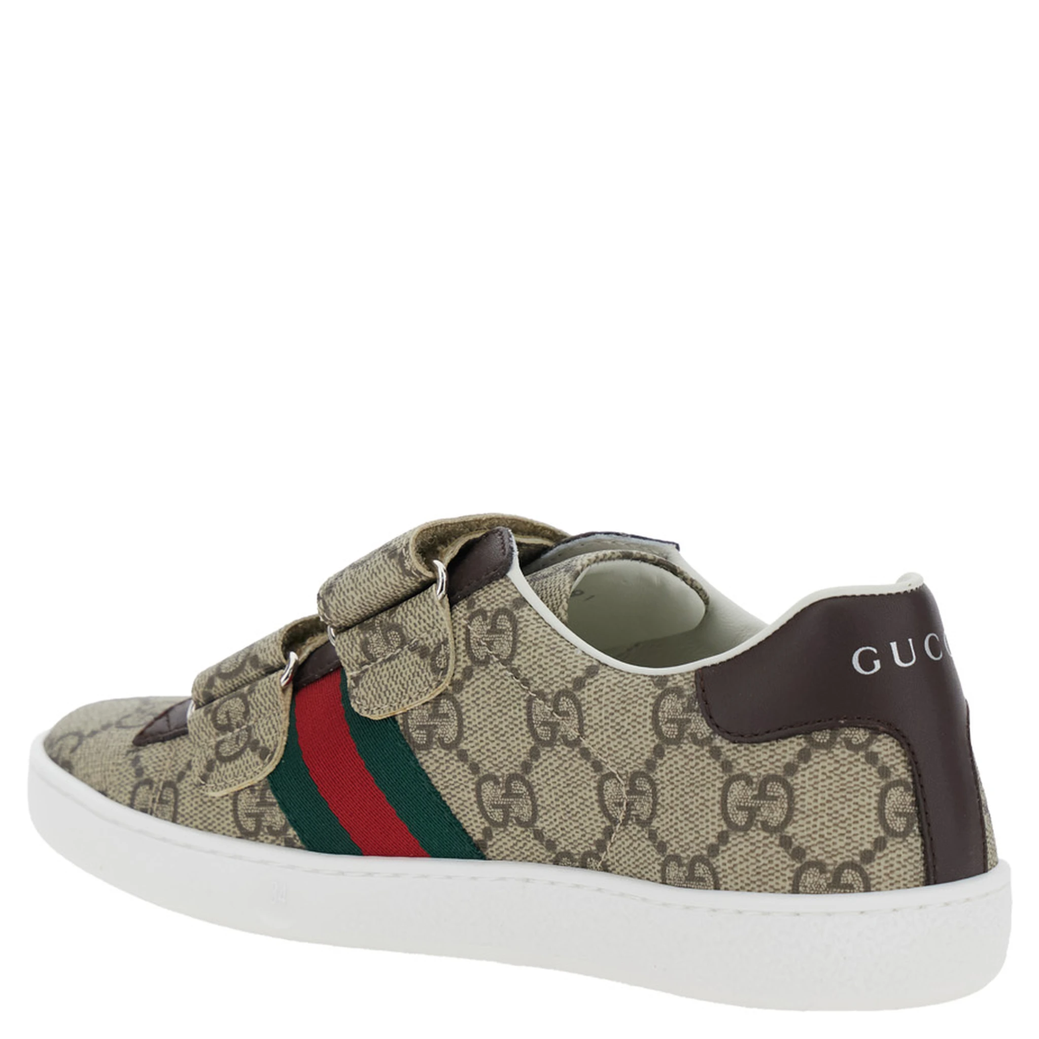 Beige Low-Top Sneaker with All-Over GG Motif in Fabric Woman