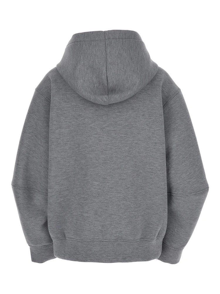 Grey Hoodie with Dropped Shoulder in Cotton Blend Woman alternative