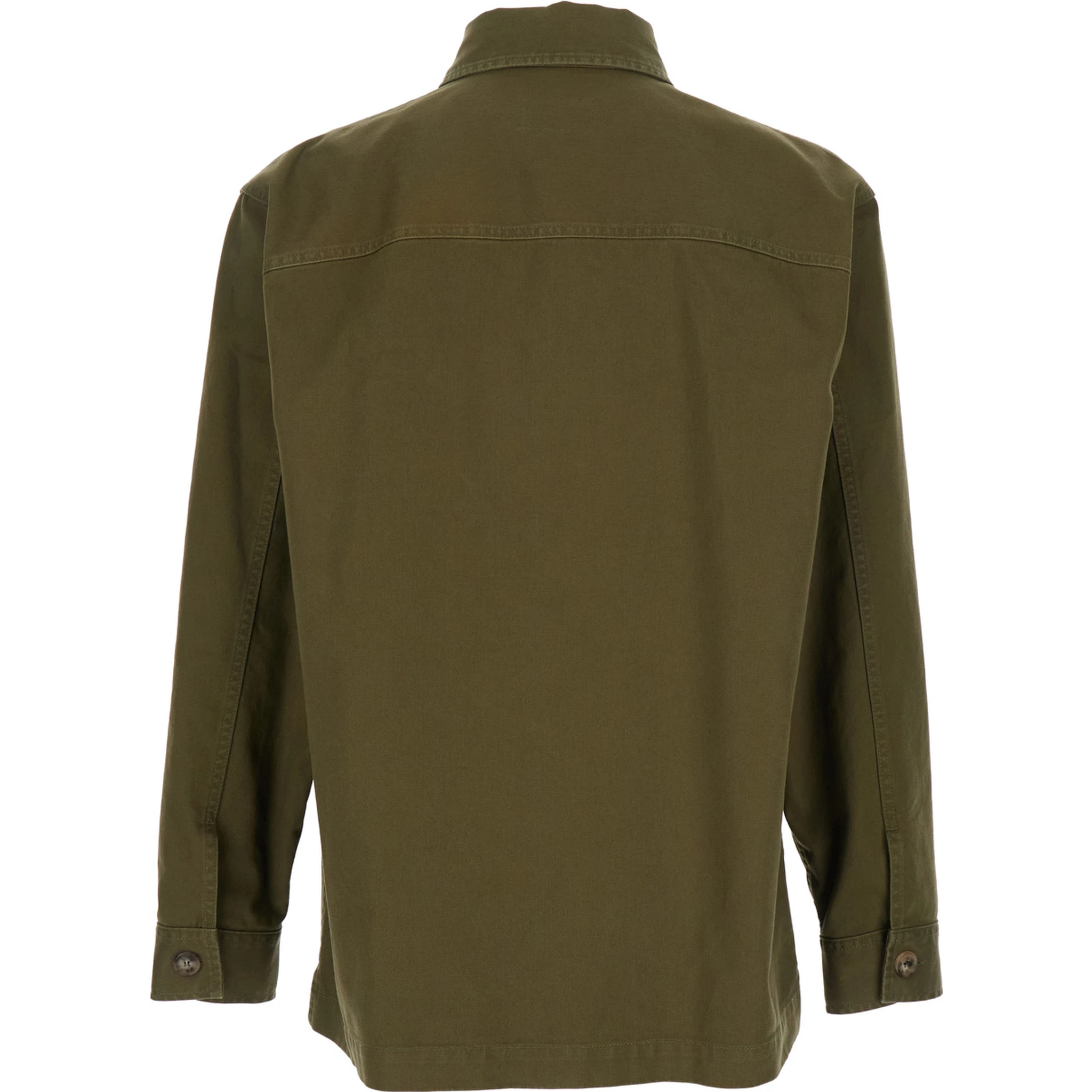 قميص أخضر بياقة كلاسيكية وتطريز كاساندري في الأمام من القطن الرجالي