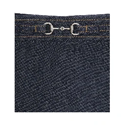 Blue Skirt with Horsebit Detail on the Front and Side Concealed Zip Closure in Denim Girl