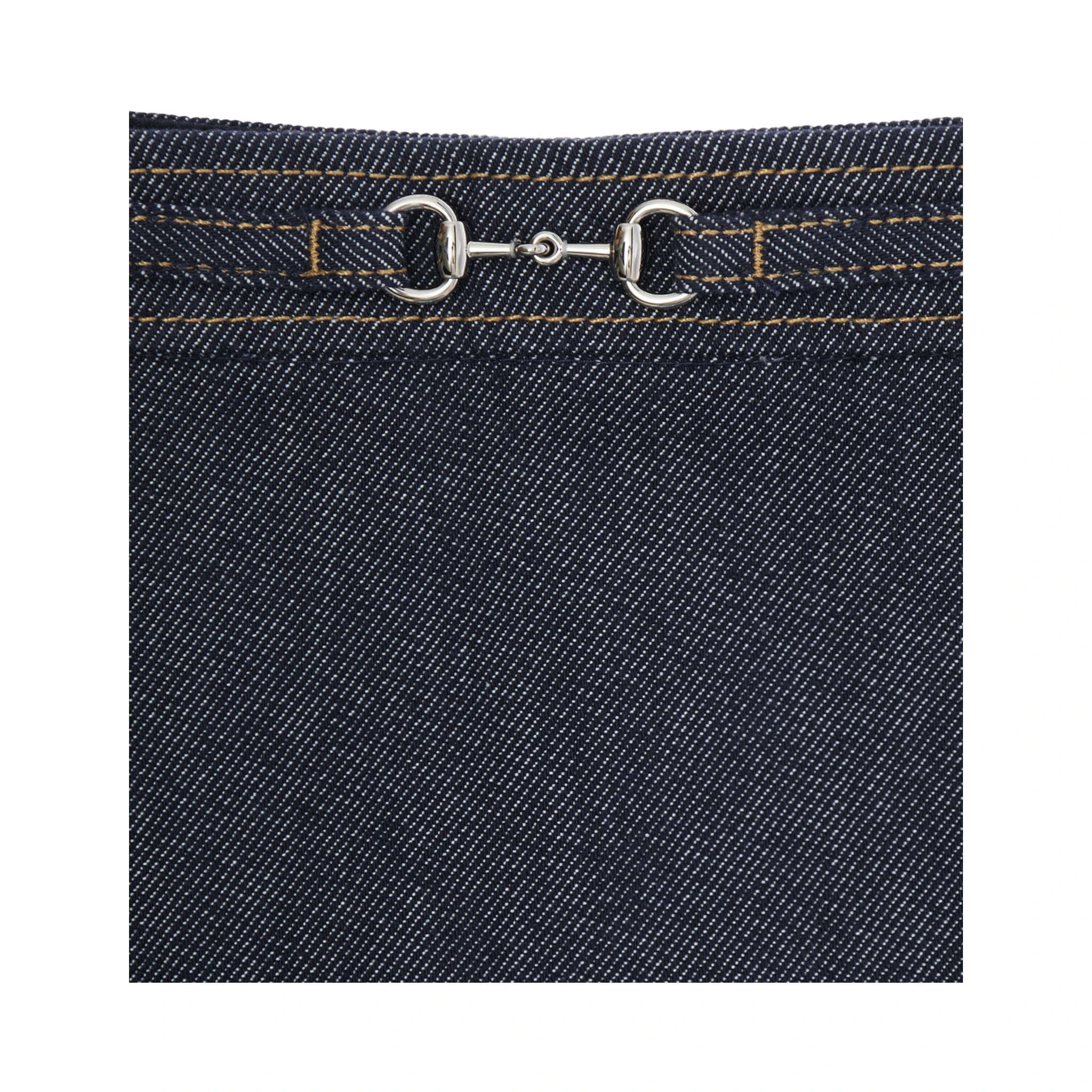 Blue Skirt with Horsebit Detail on the Front and Side Concealed Zip Closure in Denim Girl