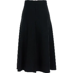 Black Knitted Skirt with Flared Design in Wool Woman
