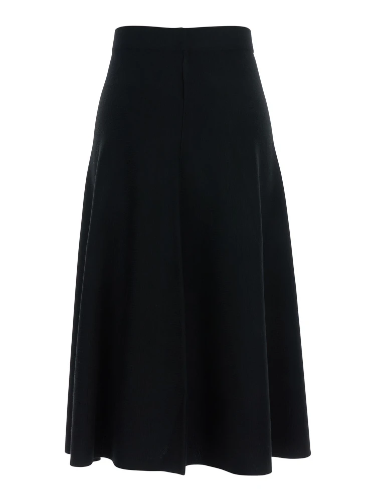 Black Knitted Skirt with Flared Design in Wool Woman alternative