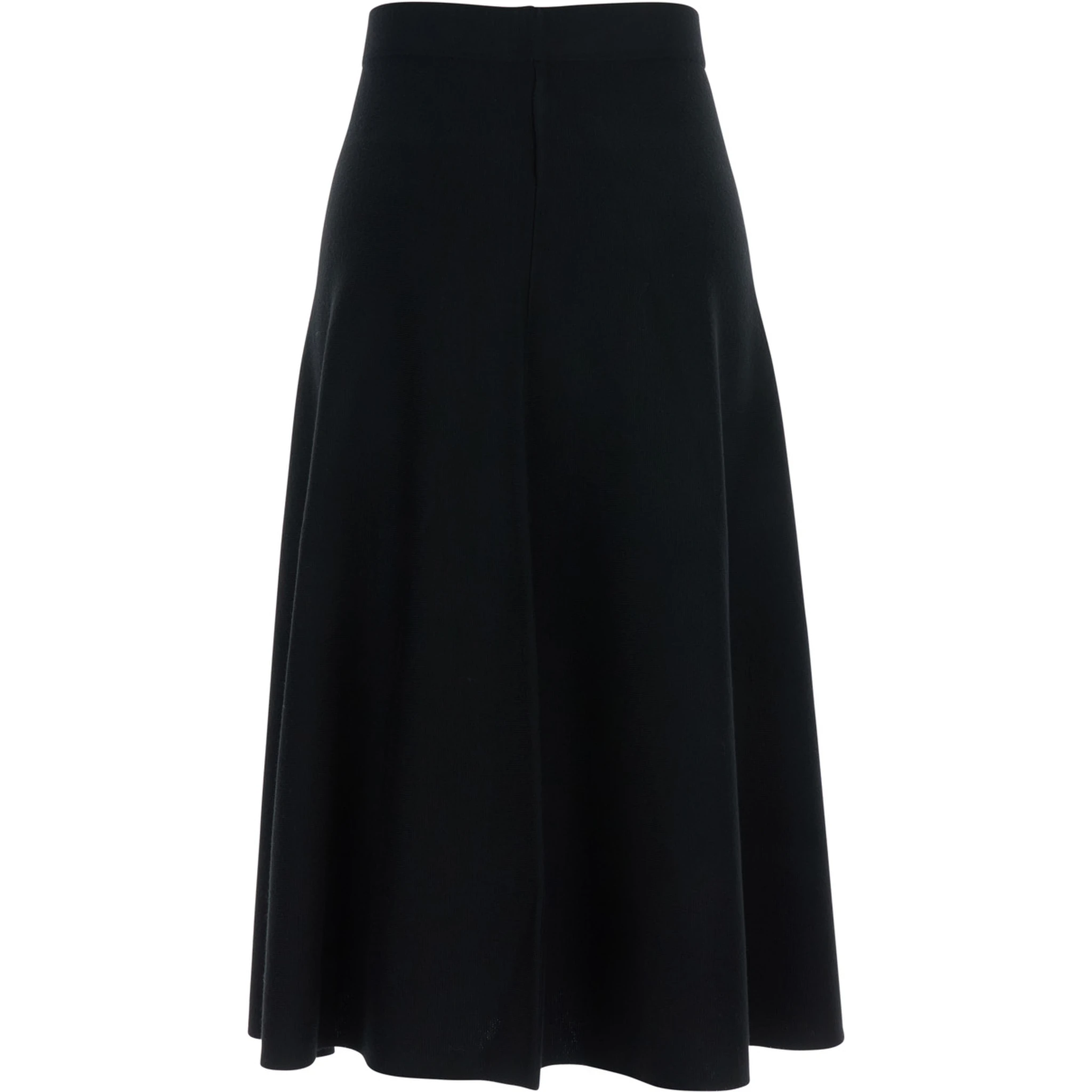 Black Knitted Skirt with Flared Design in Wool Woman
