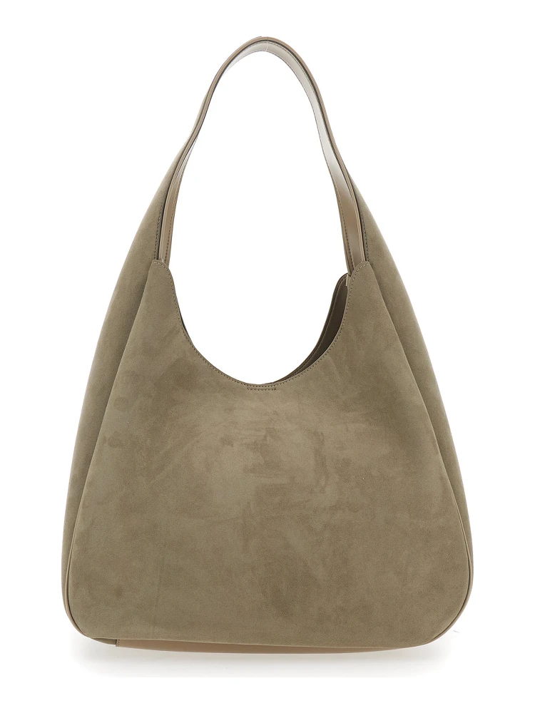 Beige Shoulder Bag with Maxi Logo Lettering on the Front in Ecosuede Woman alternative