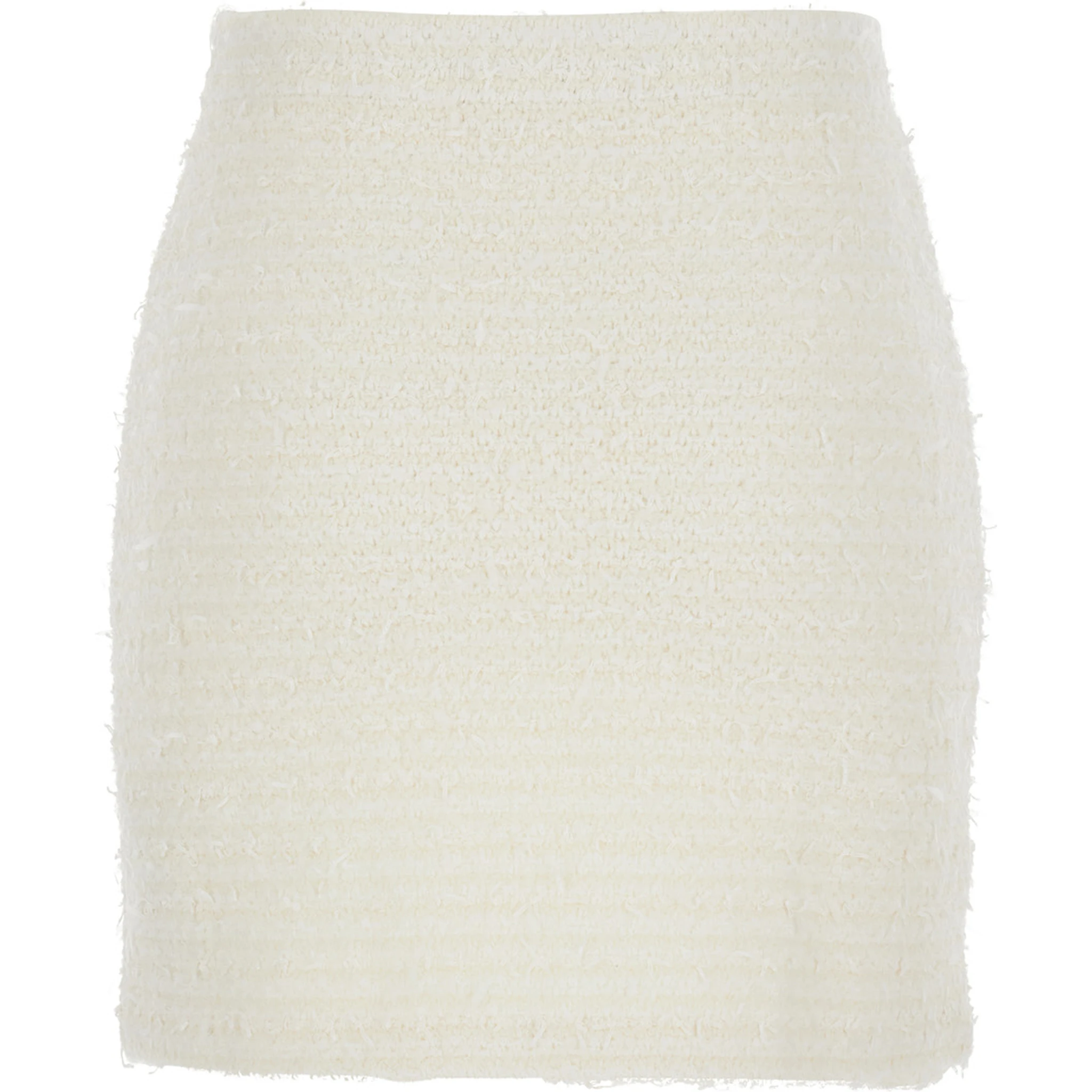 White Miniskirt with Pearl Embellishments and Button Detail in Tech Fabric Woman
