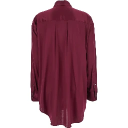 Bordeaux Shirt with Classic Collar in Silk Stretch Woman