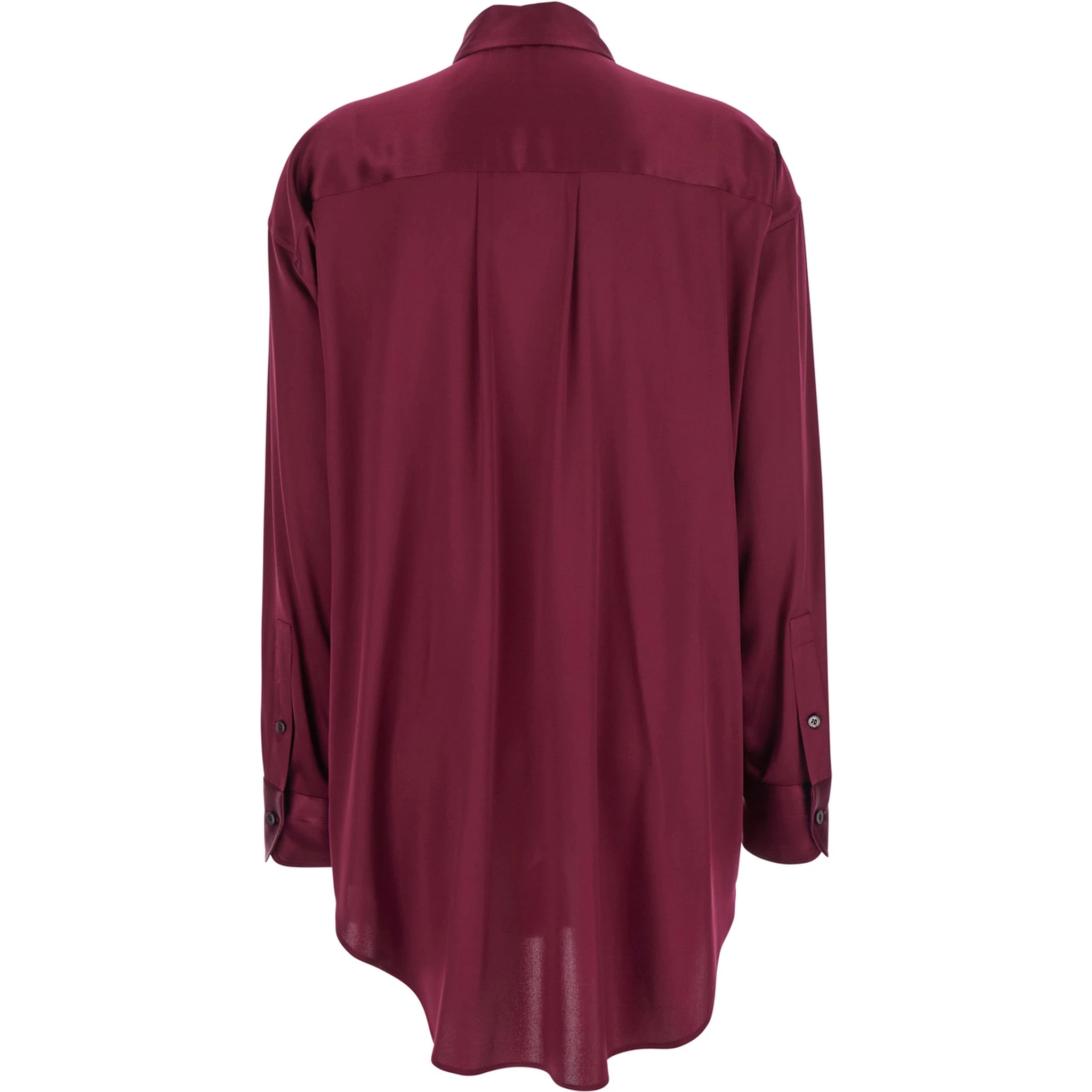 Bordeaux Shirt with Classic Collar in Silk Stretch Woman