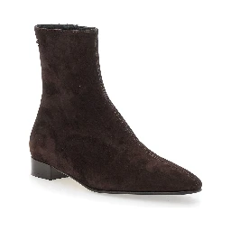 Aiglon Brown Boots with Logo Embroidery on the Side and Zip Closure on the Side in Suede Woman
