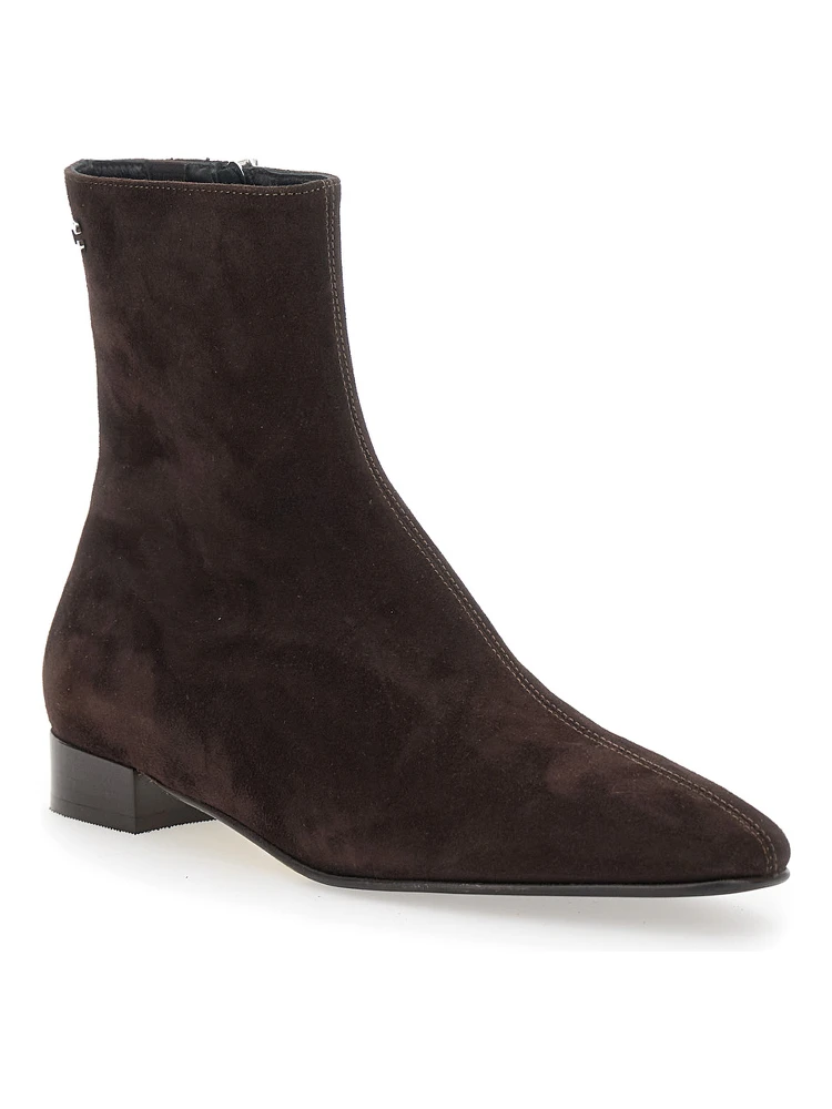 Aiglon Brown Boots with Logo Embroidery on the Side and Zip Closure on the Side in Suede Woman alternative