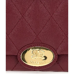 Bordeaux Quilted Crossbody Bag with EKD Plaque on the Front and Chain-Link Shoulder Strap in Leather Woman
