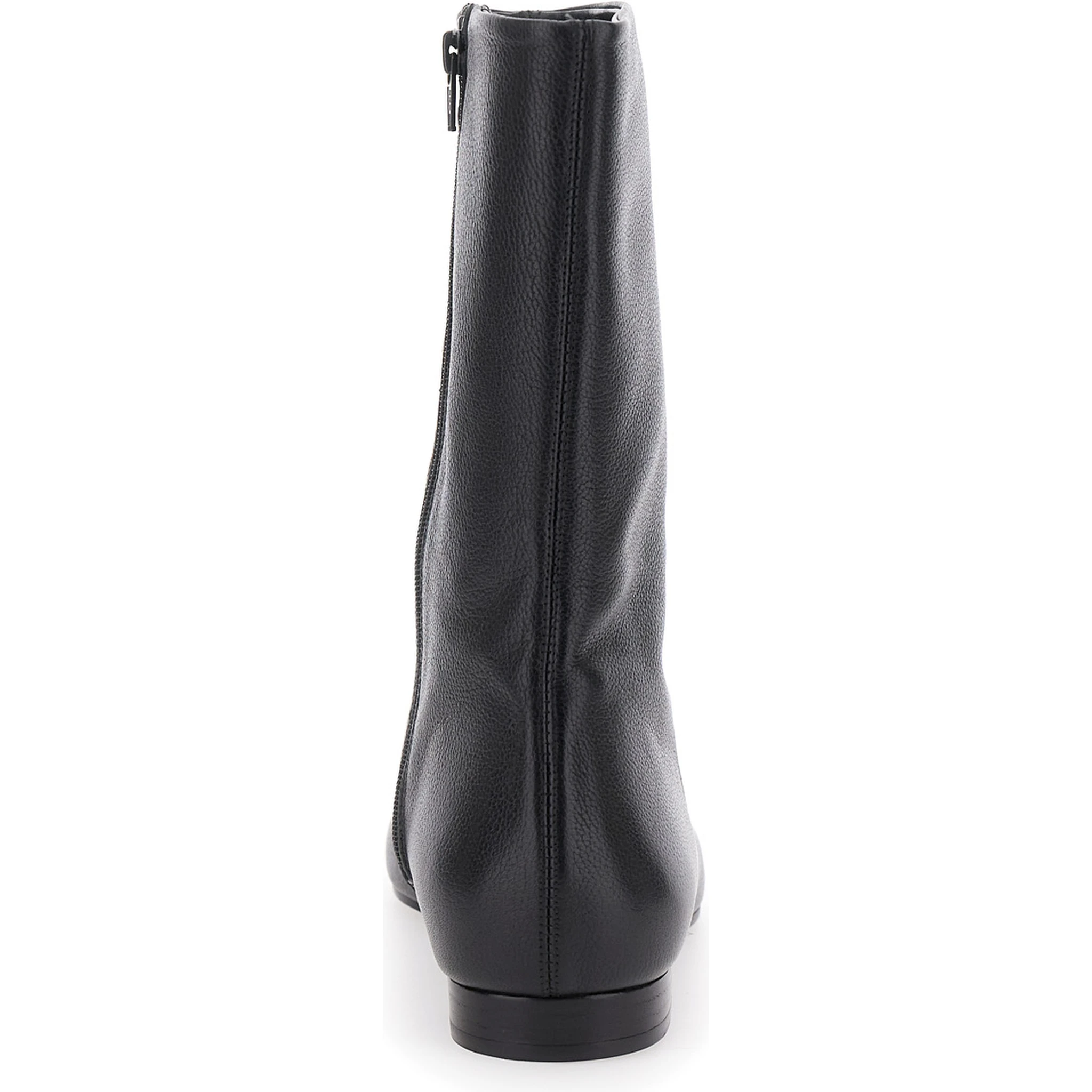 Black Ankle Boots with Low Heel and Pointed Toe in Hammered Leather Woman