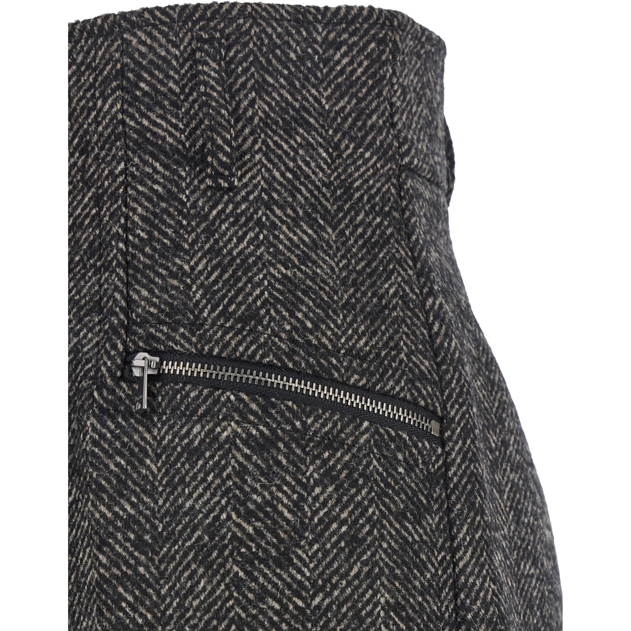 Brown Shorts with Belt Loops and Button Closure in Virgin Wool Blend Woman